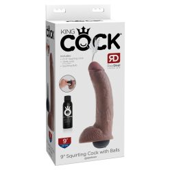 9" Squirting Cock with Balls Brown
